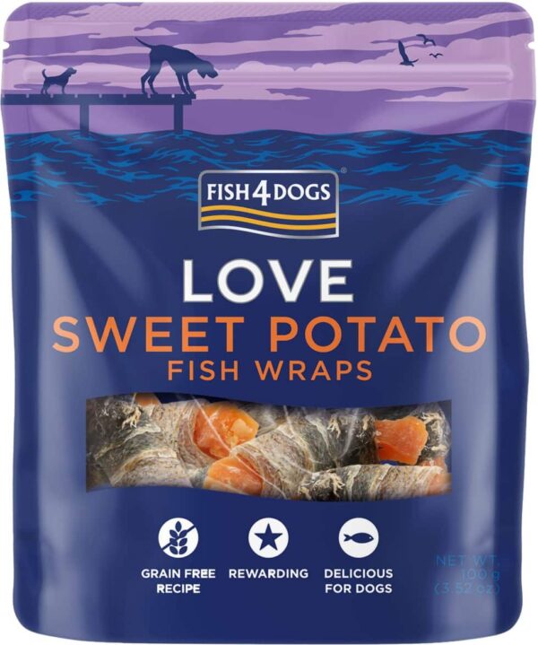 Fish4Dogs Zoete Aardappel Viswraps 100g